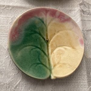 Antique Majolica Pond Lilly Butter Dish